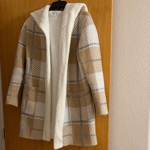 Sweet Rain Cream and Tan Plaid Jacket